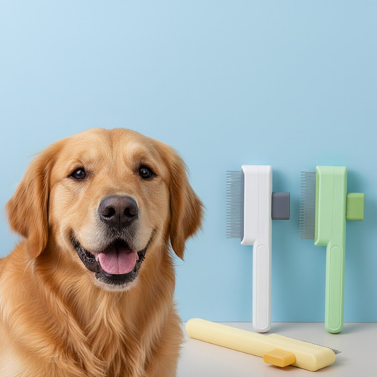 Kısa Tüyler İçin Sık Dişli Basmalı Kedi-Köpek Tarağı