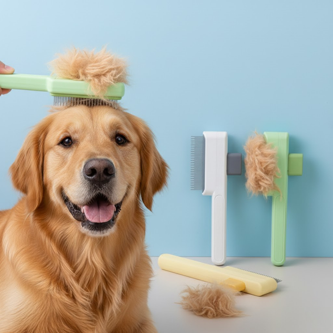 Kısa Tüyler İçin Sık Dişli Basmalı Kedi-Köpek Tarağı